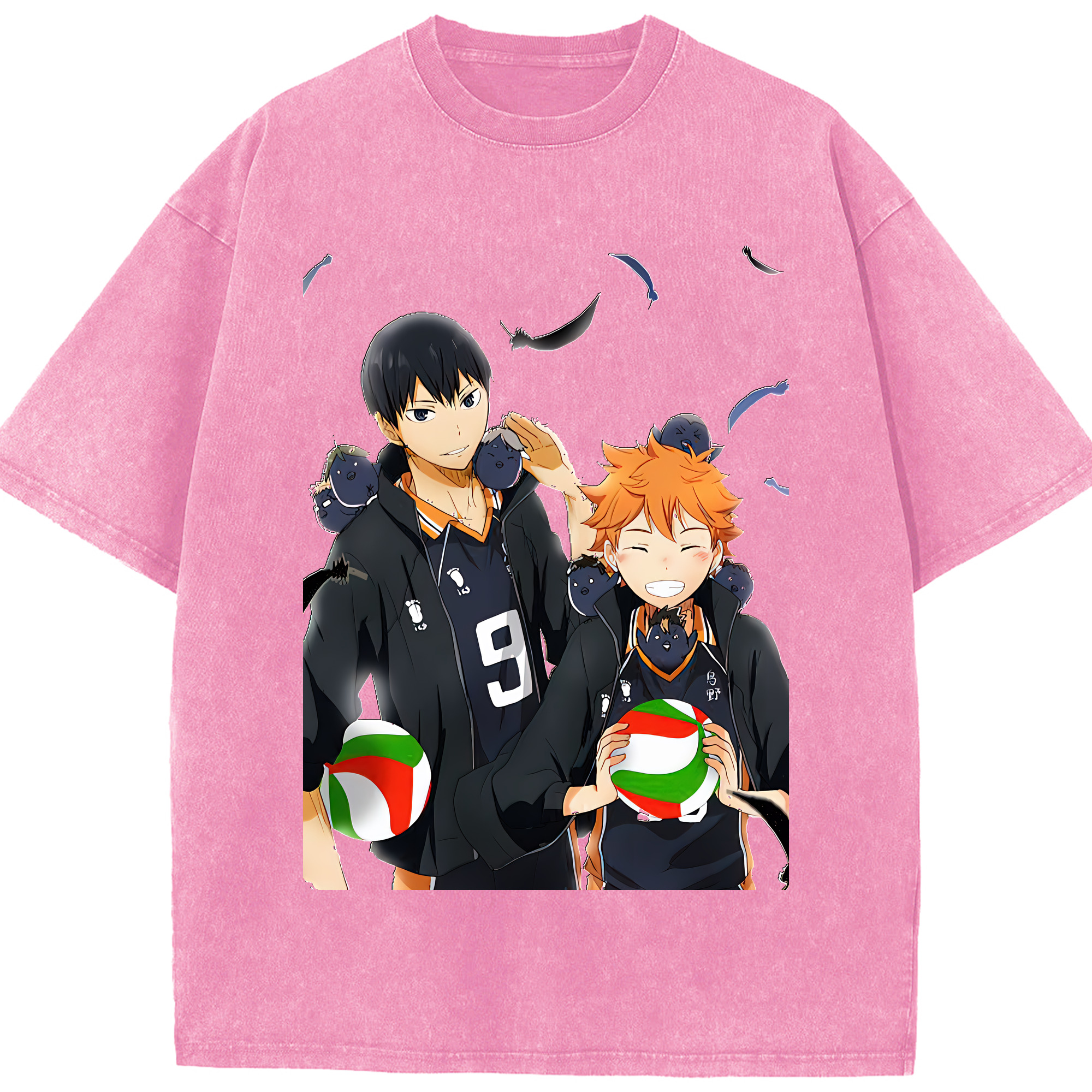 （画像用） ハイキュー!! Haikyu!! 綿100% ヴィンテージ風 半袖Tシャツ（フロントプリント）